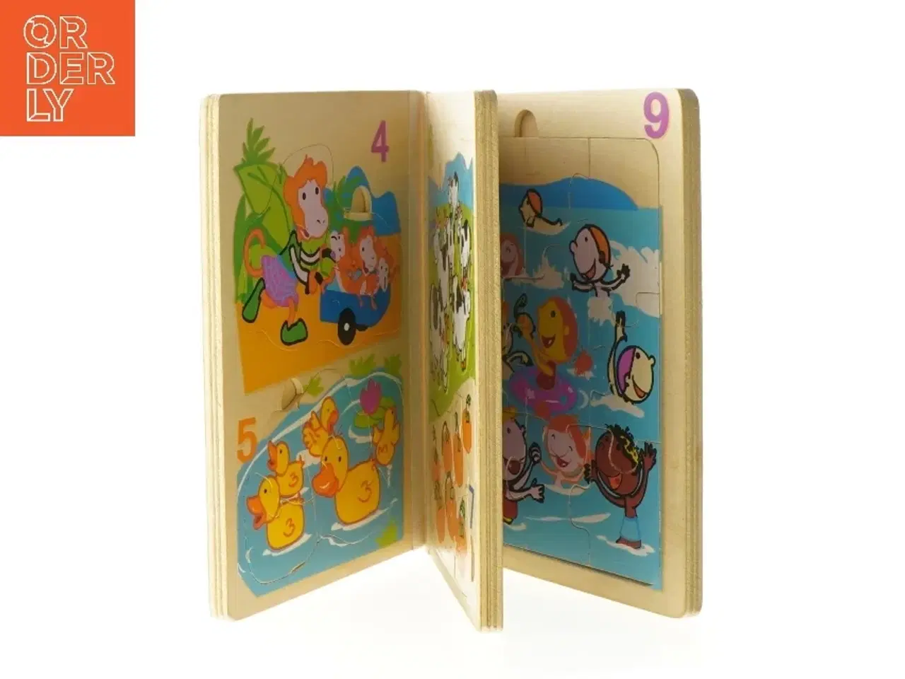 Billede 2 - Træpuslespil med tal (str. 17x15x2,5 cm)