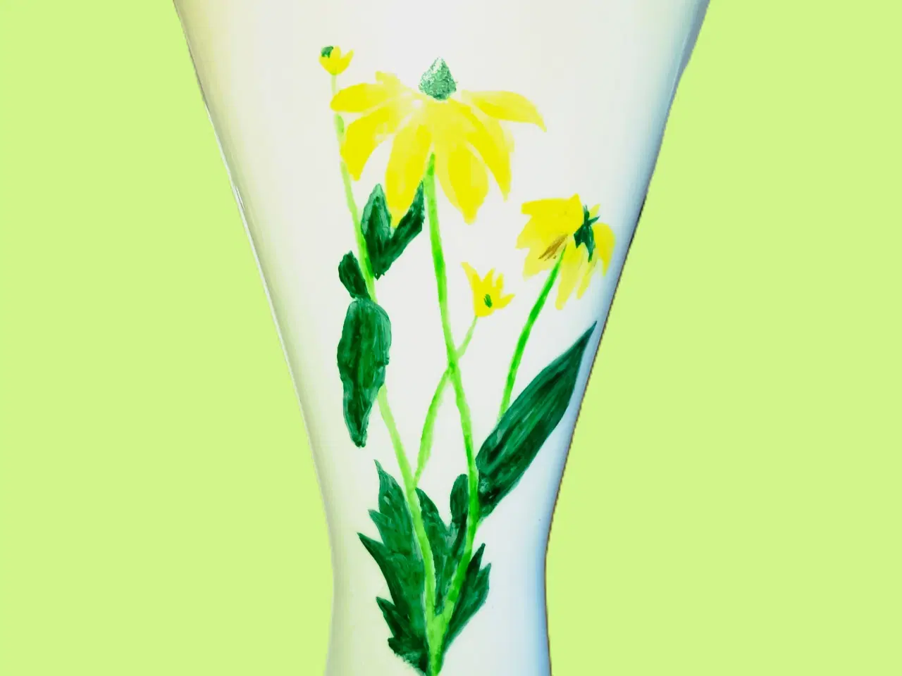 Billede 1 - Vase med kæmpe solhat - håndmalet