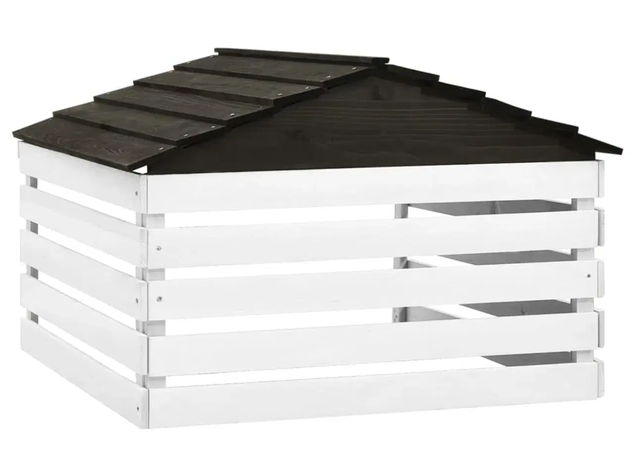 Billede 4 - Skur til robotplæneklipper 78x74x54 cm fyrretræ sort og hvid