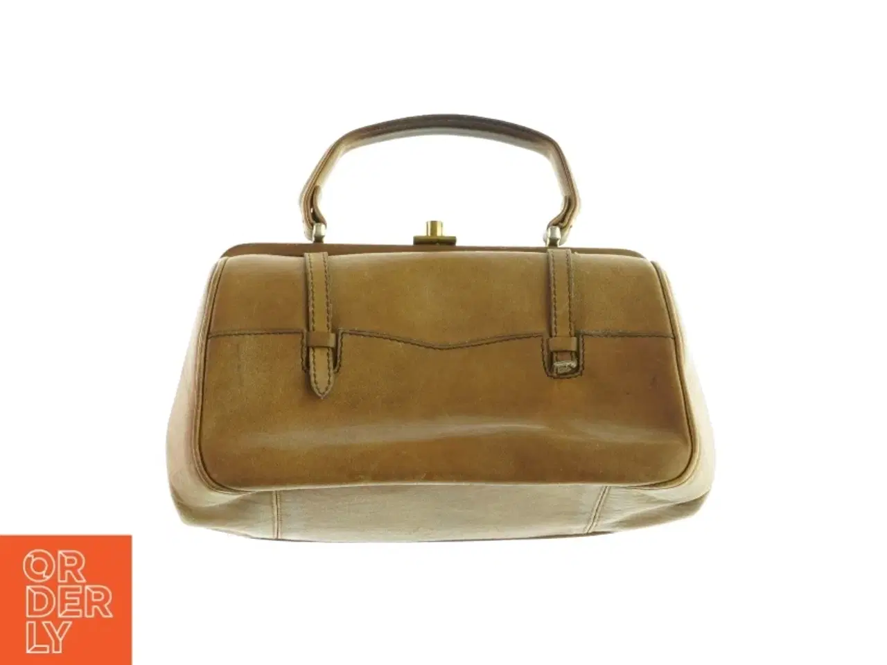 Billede 1 - Klassisk vintage håndtaske i flot læder med klik åbning