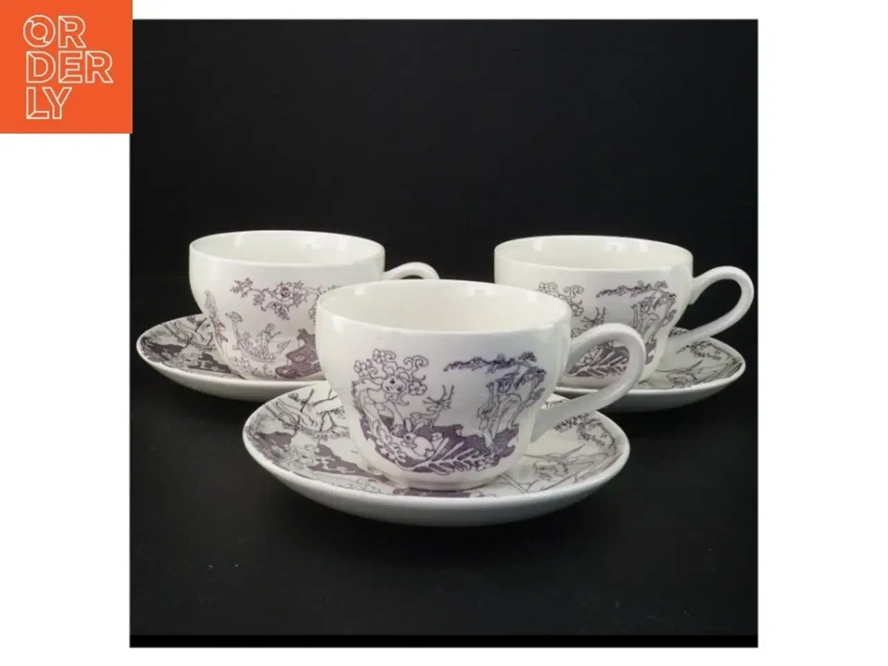 Billede 1 - Porcelænskopper og -tallerkener med dekoration fra Irma (str. Underkop 17,5 x 2 cm kop 15 x 11,5 x 7,5 cm)