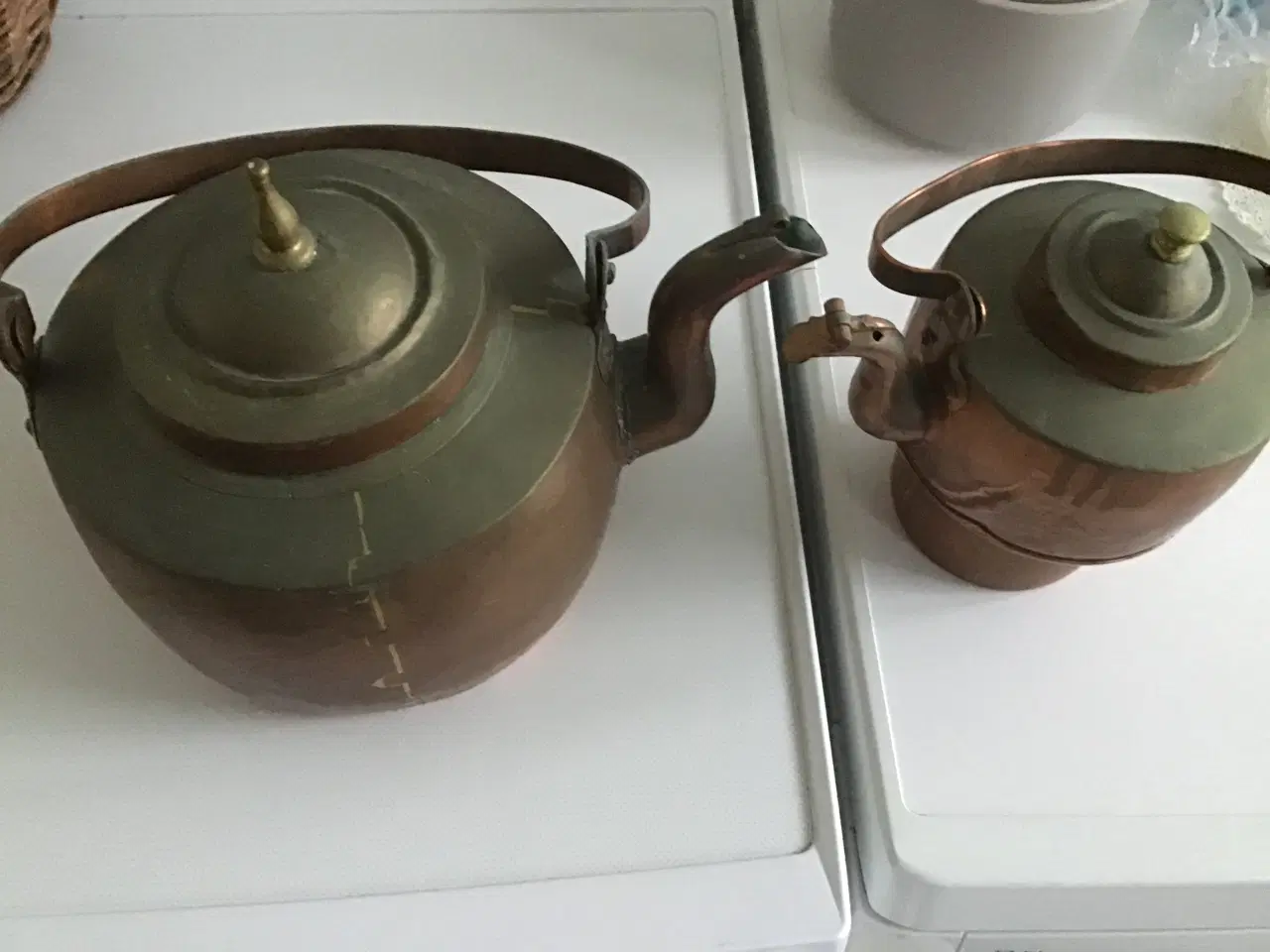 Billede 1 - 2stk kobberkedler sælges samlet