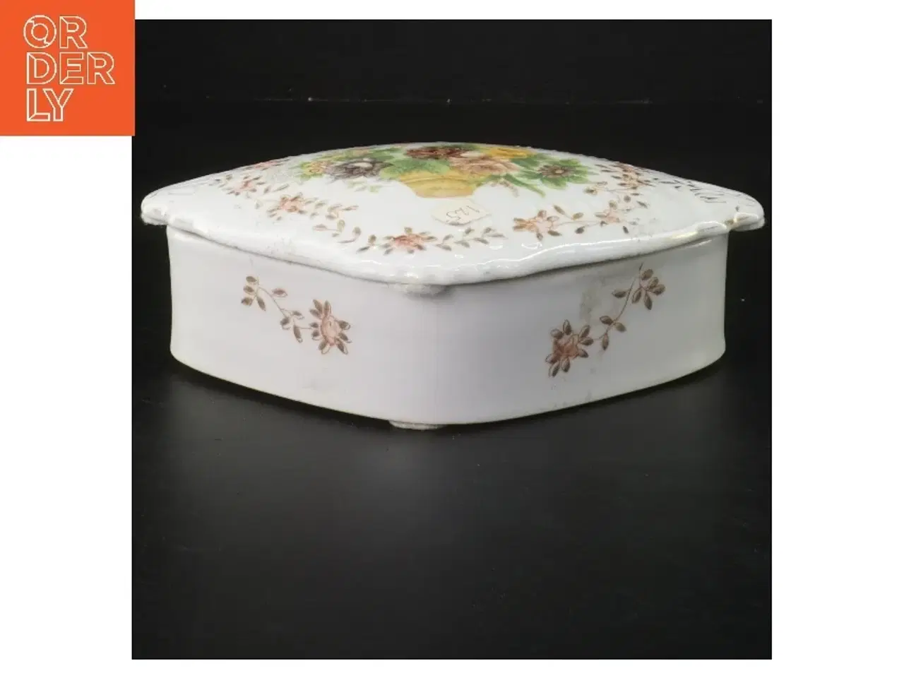 Billede 1 - Smukt Gammelt porcelænskrin  med låg fra Bristol Garden (str. 5x17x12 cm)