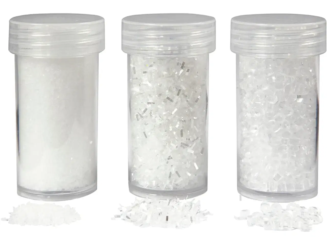 Billede 1 - Kunstig sne, hvid glitter, 35+35+8 g, 3ds./ 1 pk.