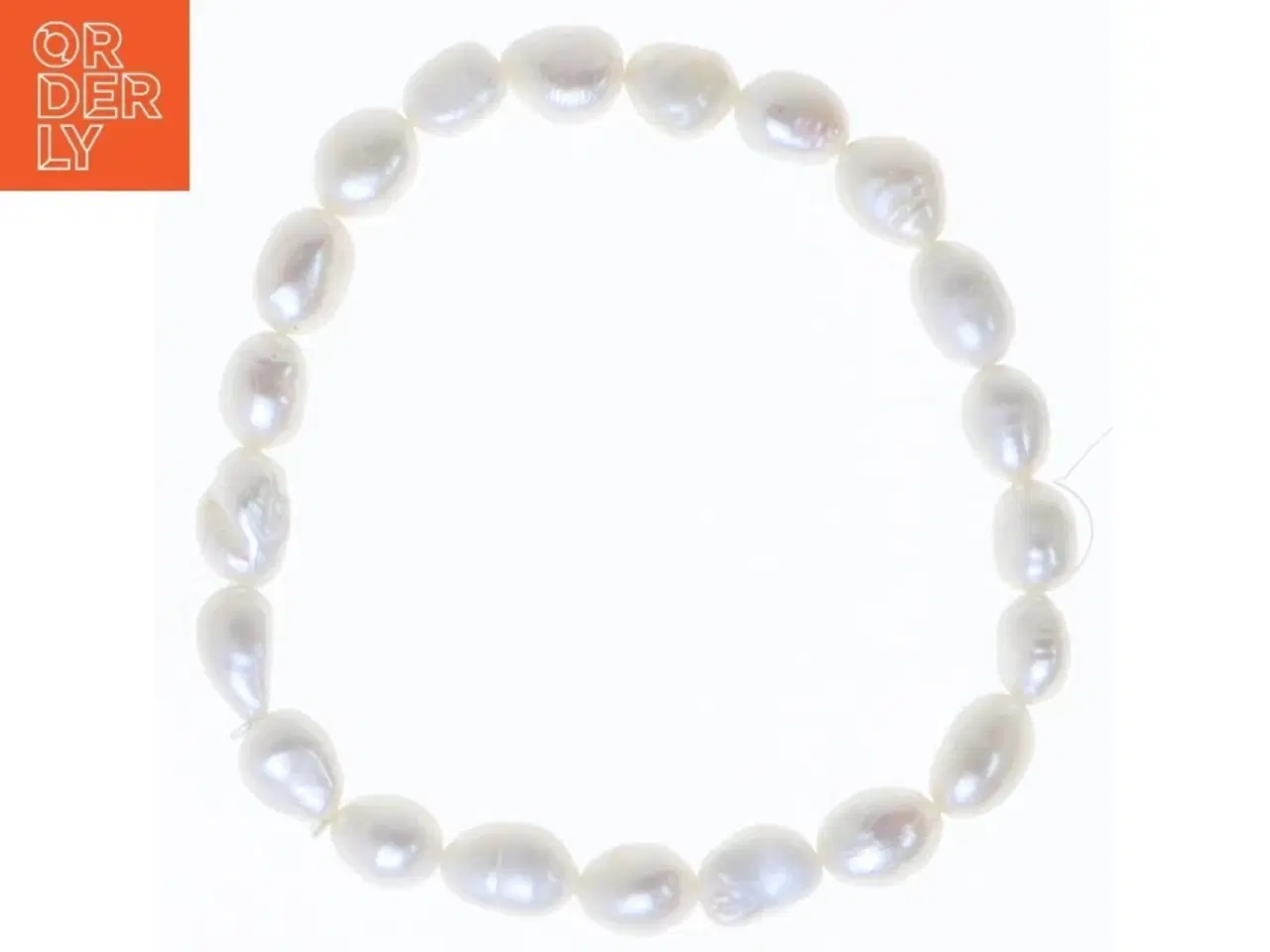 Billede 1 - Armbånd med hvide naturperler (str. 18 cm)