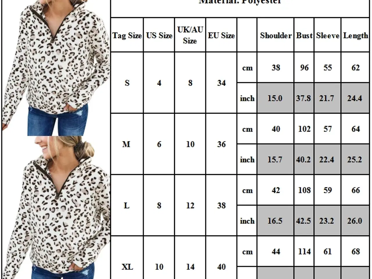 Billede 5 - Bluse-i Leopard printet-Flease bluse/L,XL