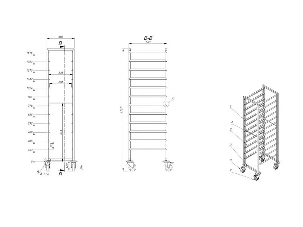 Billede 2 - Stikvogn – 385x530x1700 mm