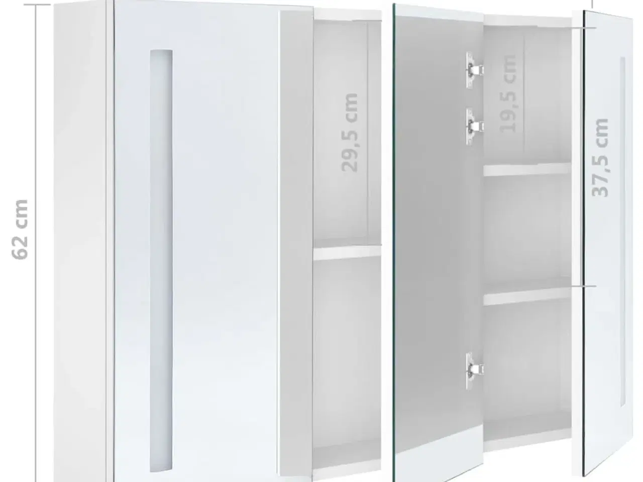 Billede 8 - Badeværelsesskab med spejl + LED-lys 89x14x62 cm skinnende hvid