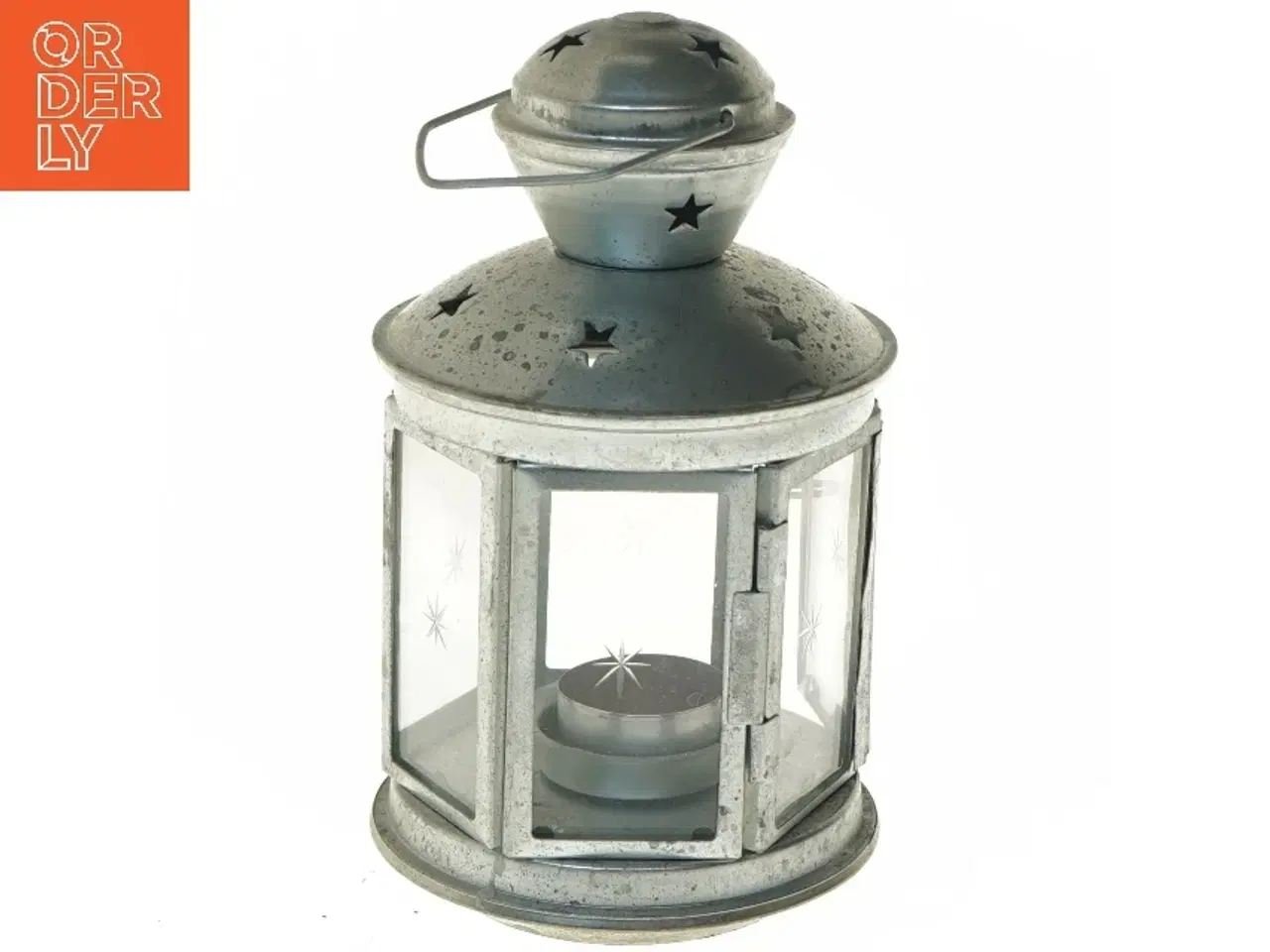Billede 1 - Metal lanterne med stjerneudskæringer (str. 20 cm)