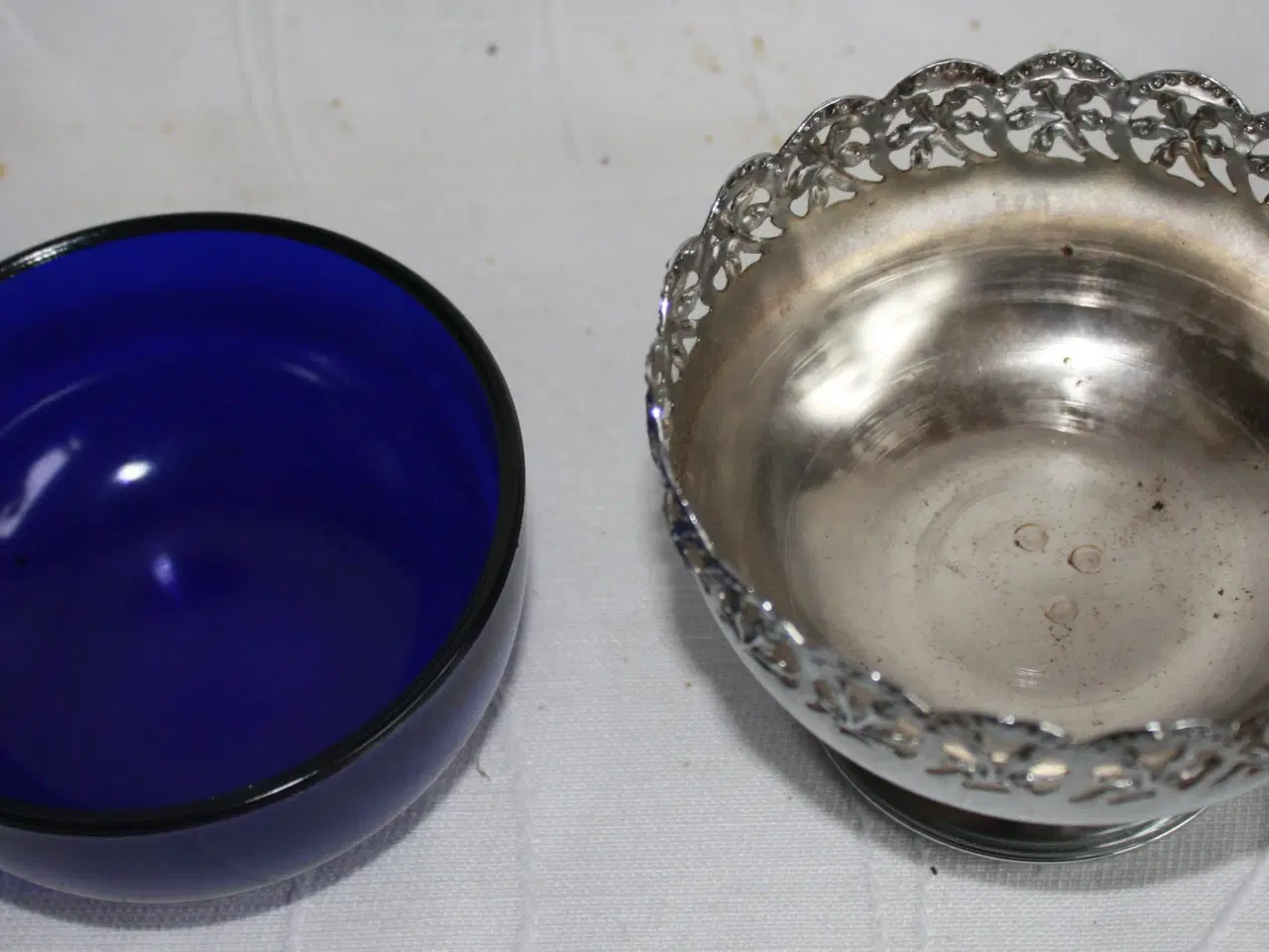 Billede 5 - Kandisskåle med blå glas indsats