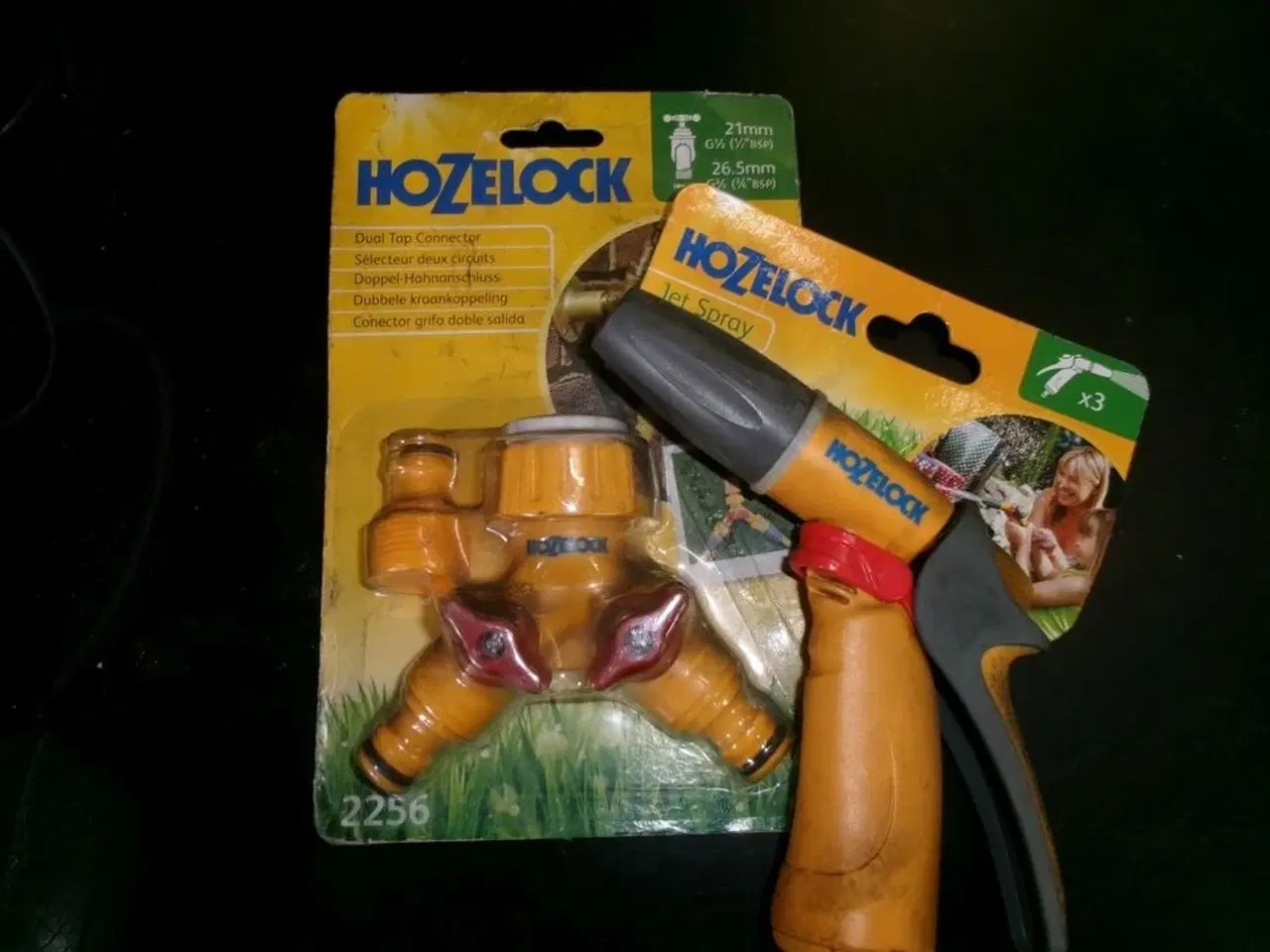 Billede 1 - Dobbelt. vandhanekobling + sprøjtepistol HOZELOCK