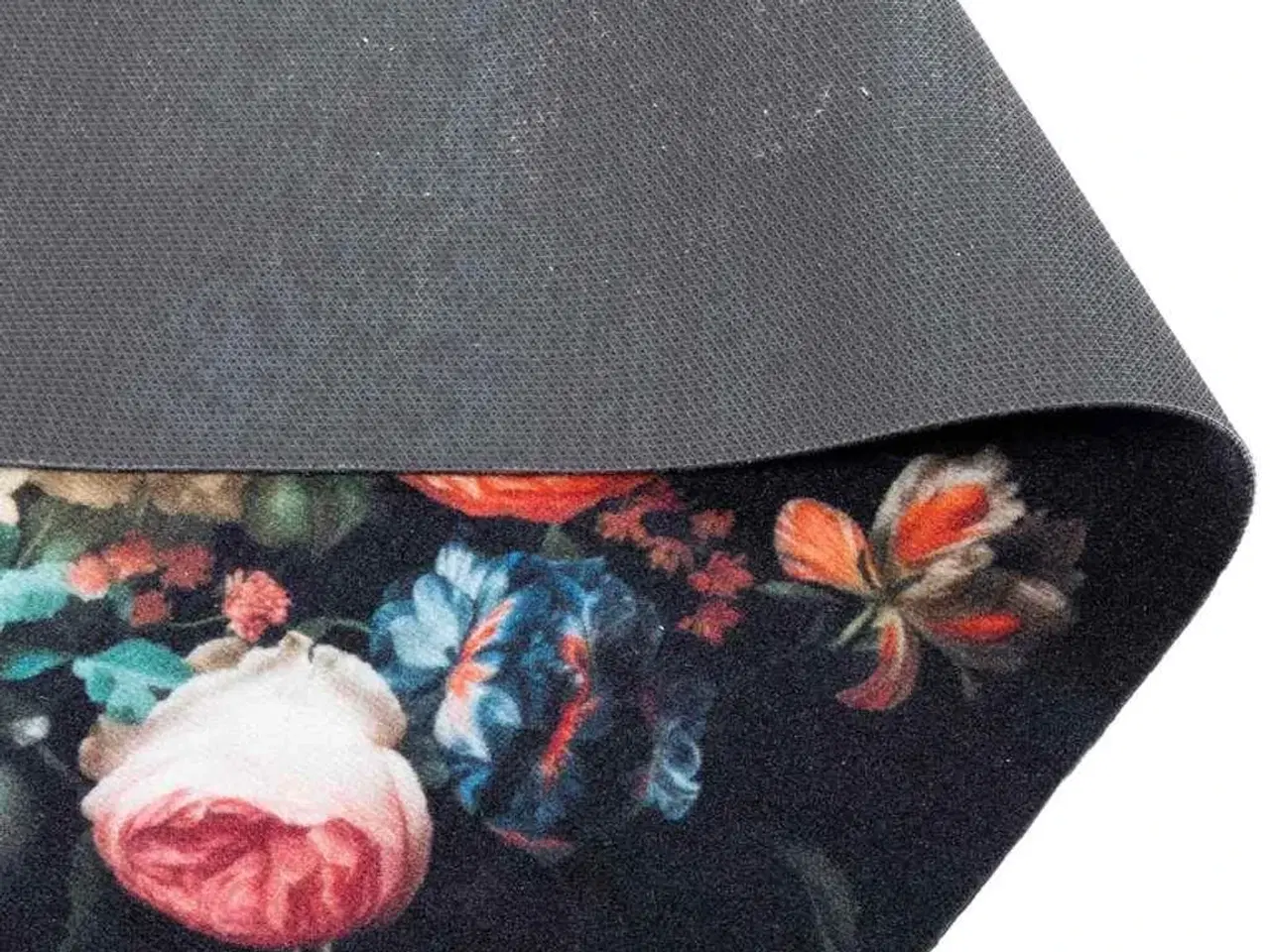 Billede 4 - Køkken tæppe Blomstret Sort 150 x 45 cm Fløjl