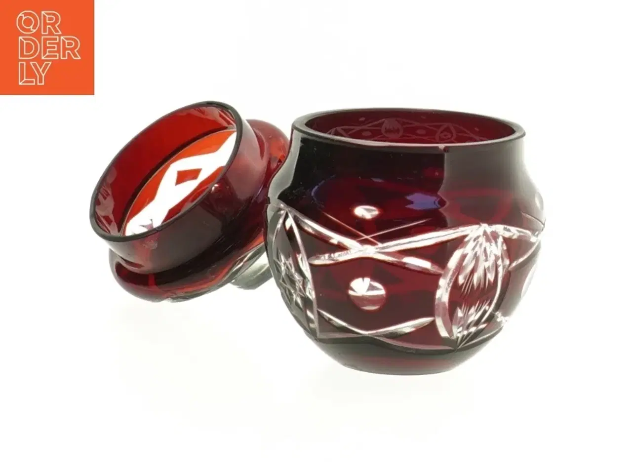Billede 2 - Rød krystal krukke (str. 12 x 9 cm)