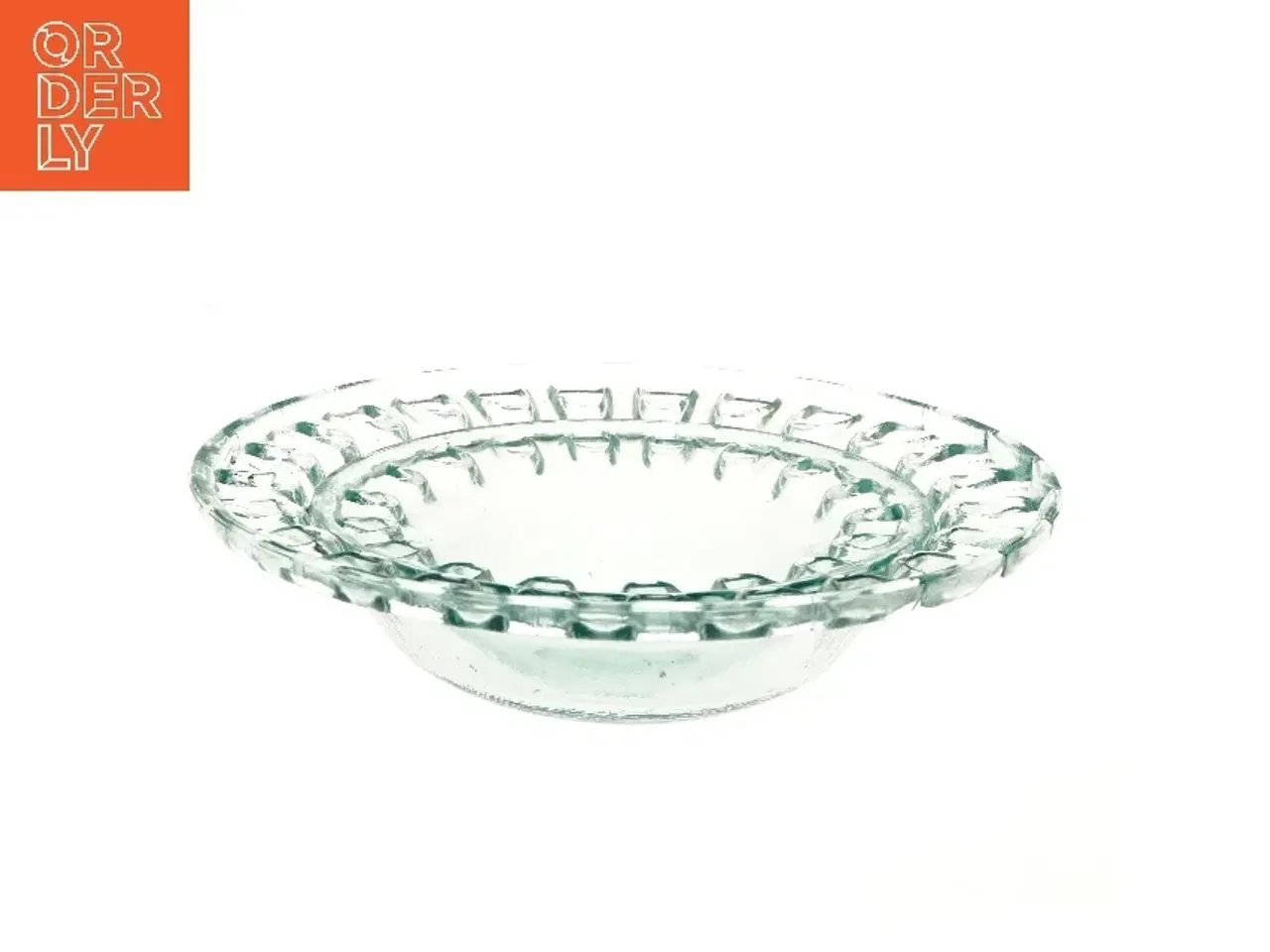 Billede 1 - Glasfade med mønstret kant (str. 2 stk Ø 30 & 41,5 cm)