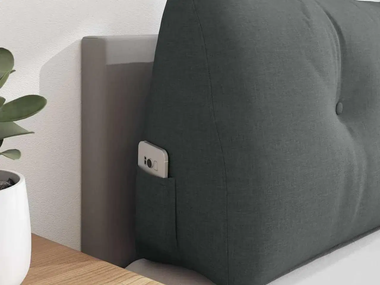 Billede 5 - Rygpude Mørkegrå 140 x 24 x 50 cm Stof