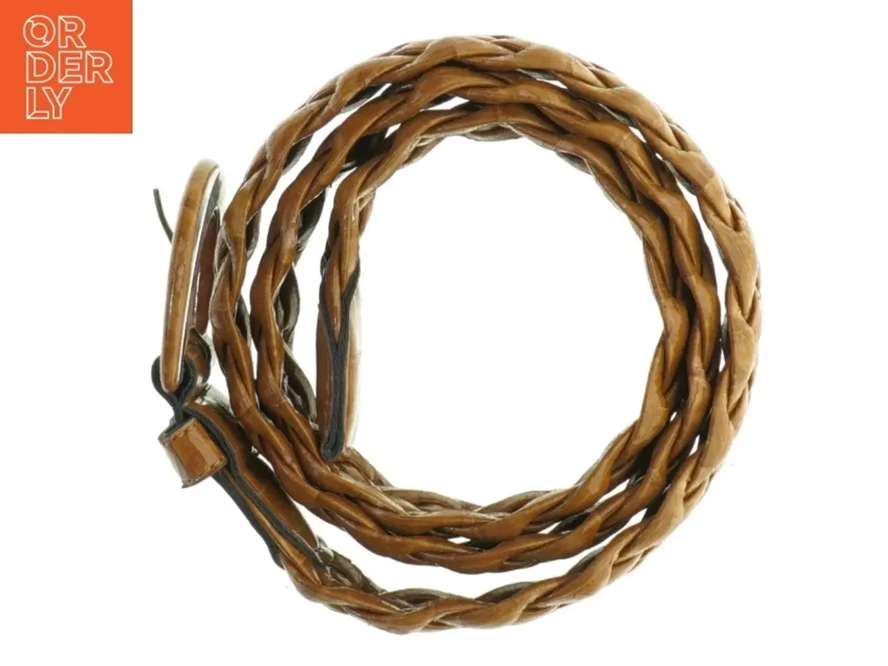 Billede 2 - Flettet bælte i gyldenbrun læder (str. 97 cm)