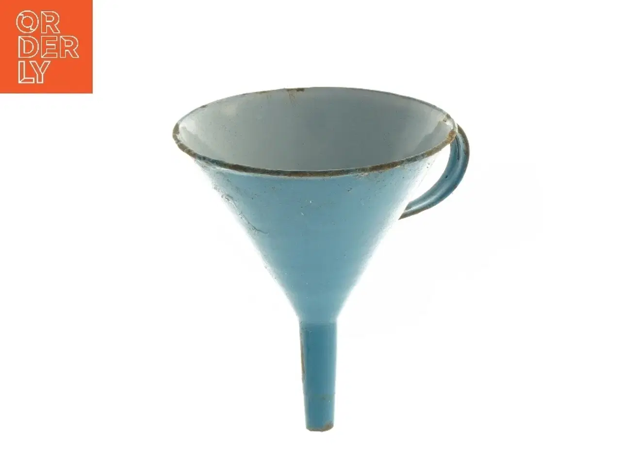 Billede 1 - Blå metaltragt, madam blå emalje (str. Ø 12,5x15 cm)