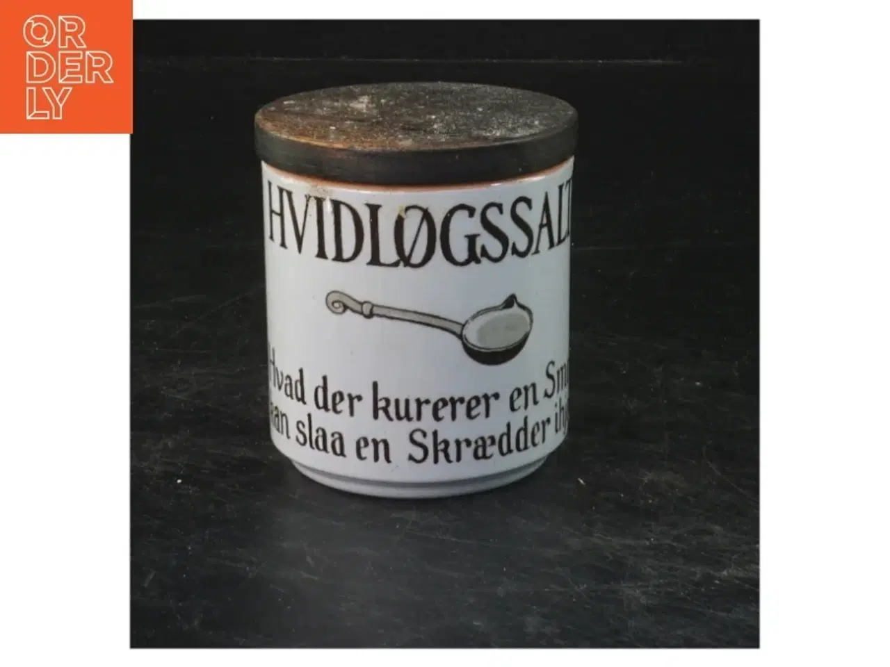 Billede 1 - Knabstrup hvidløgssaltkrukke med låg (str. 7,5x7 cm)