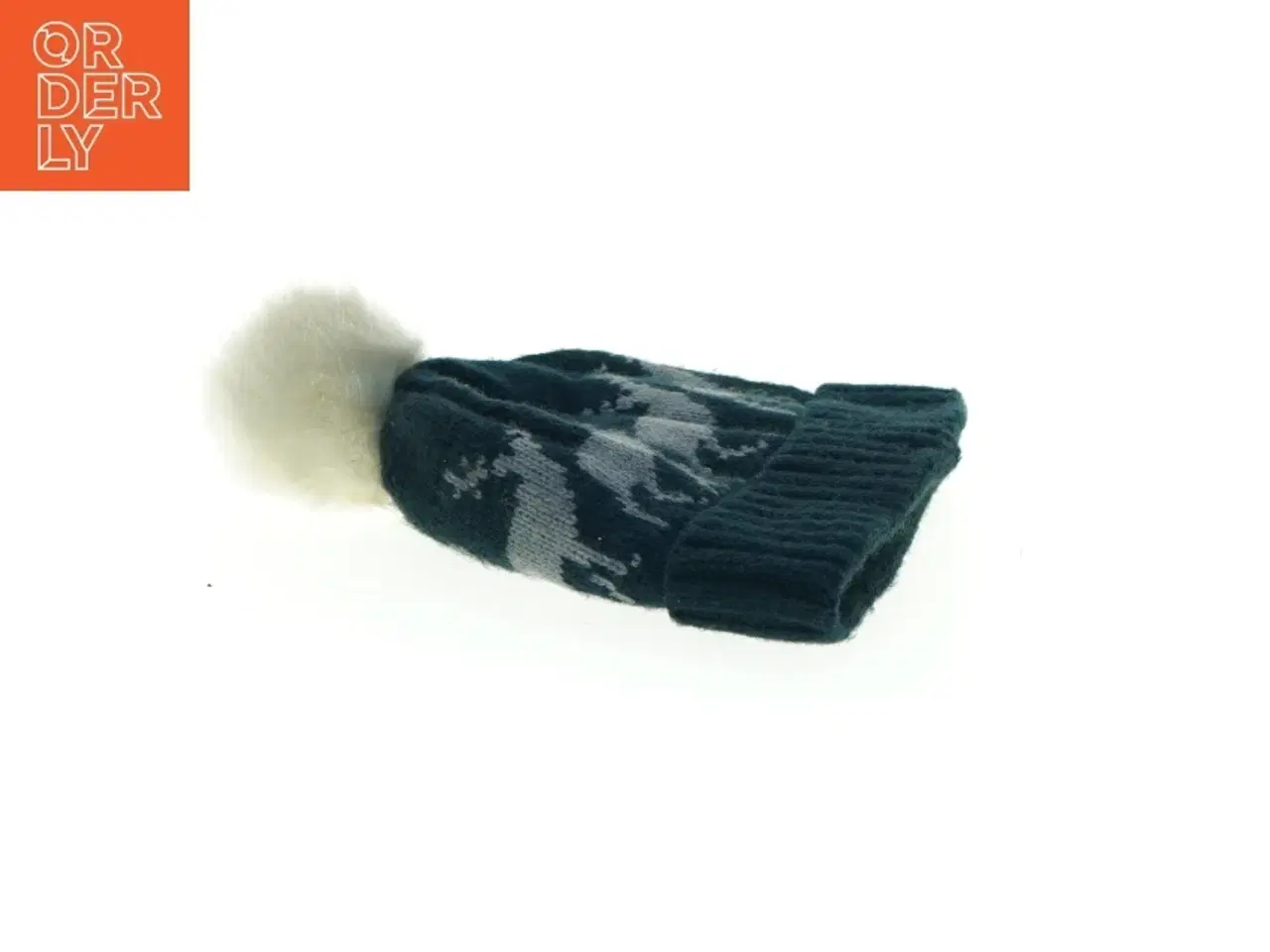 Billede 2 - Strikhue med pompon og rensdyrmønster (str. Et til 2 år)