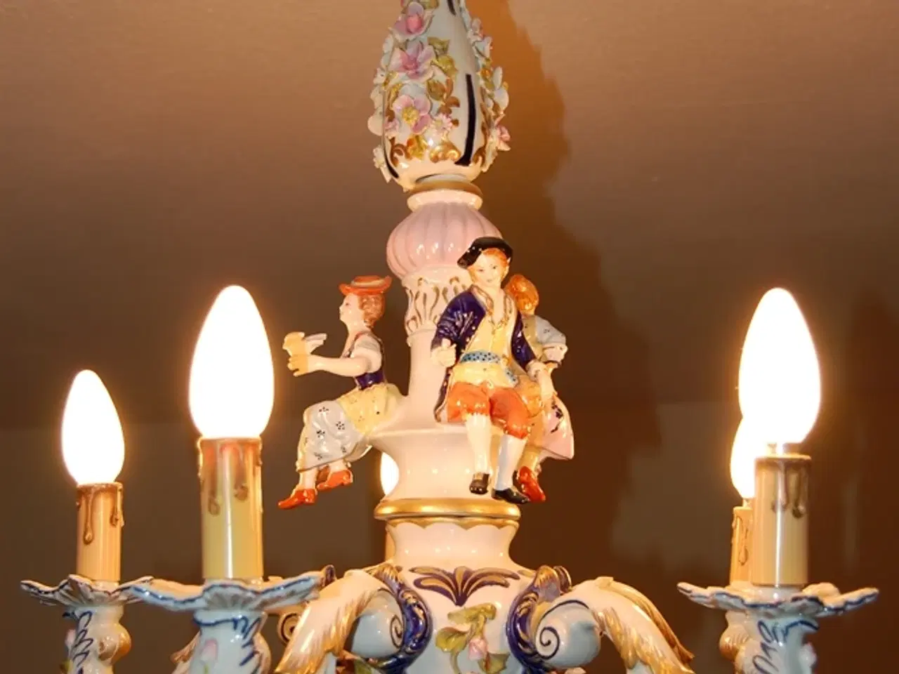 Billede 1 - Edmé Samson porcelænslysekrone