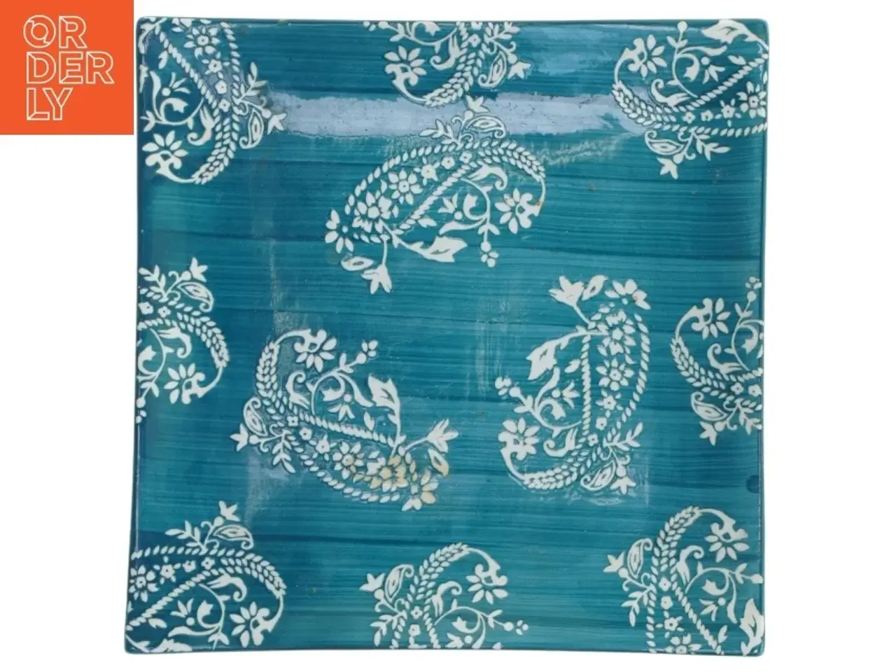 Billede 1 - Firkanet tallerken med mønster (str. 25,5x25,5 cm)