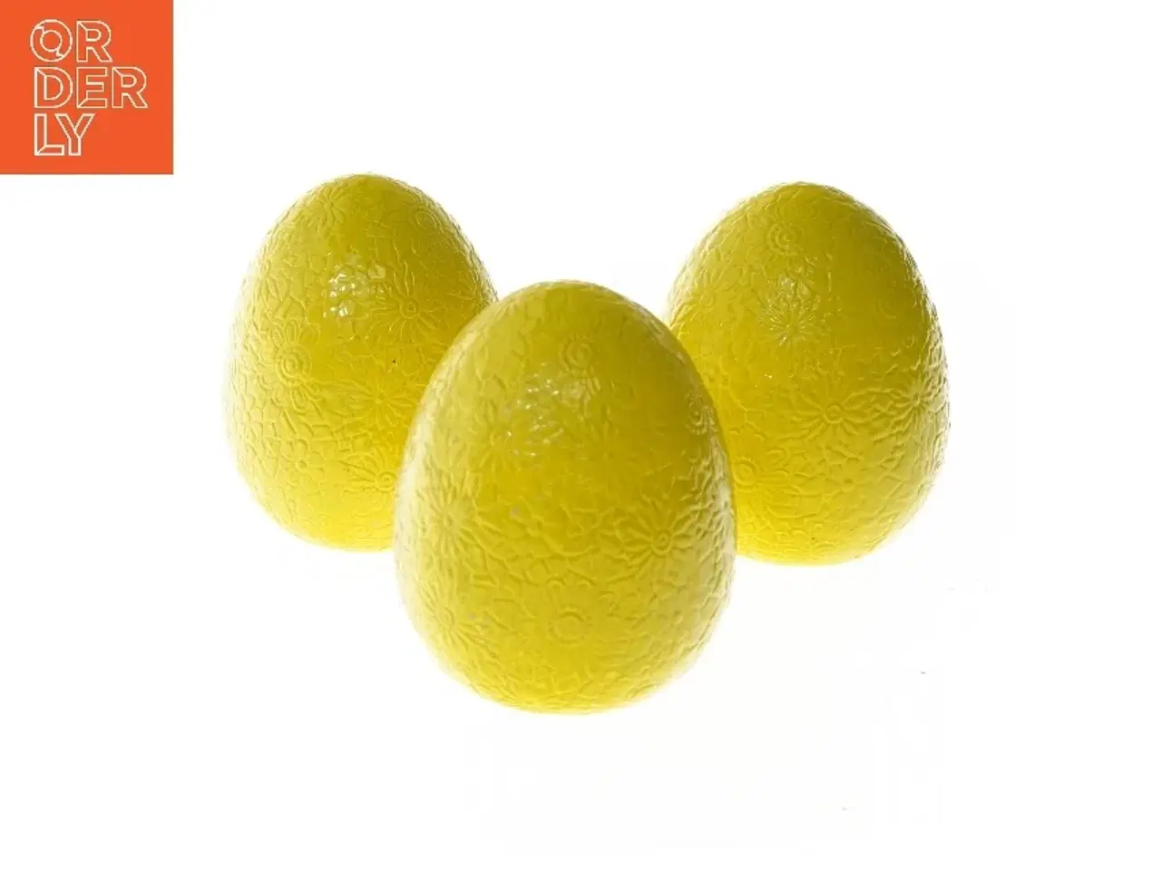 Billede 1 - Dekorative gule æg (str. 3 stk 12,5 cm)