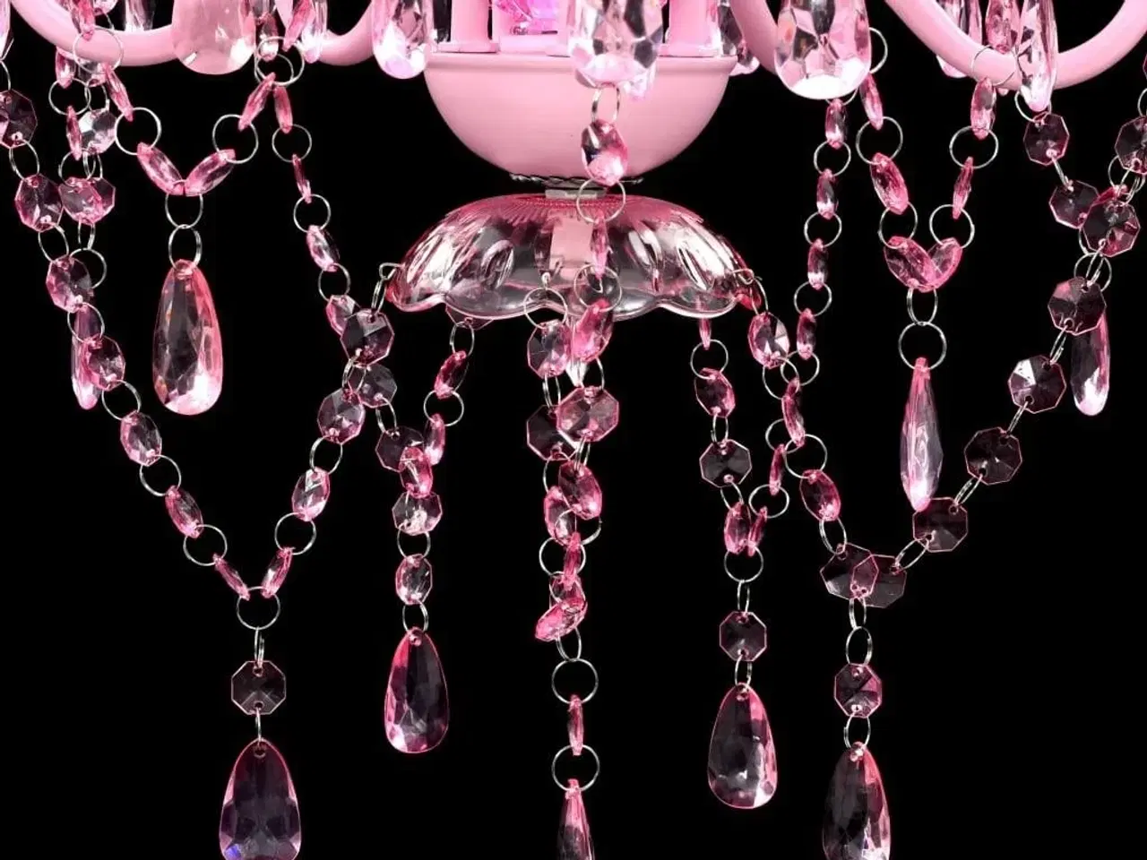 Billede 5 - Krystallysekrone 5 pærer lyserød