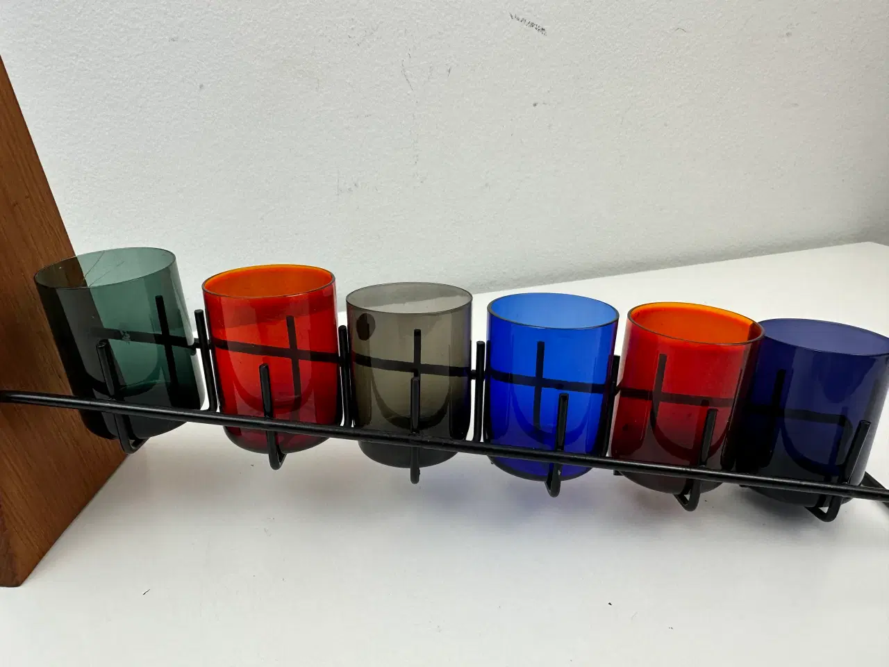 Billede 4 - Retro barsæt i teak og farvet glas
