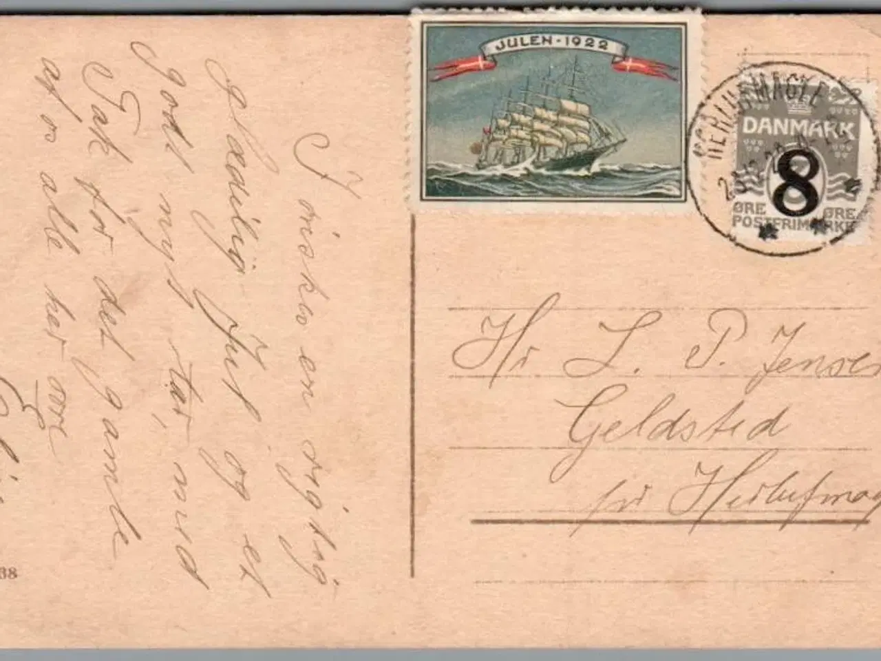 Billede 1 - Julemærke 1922 på Postkort