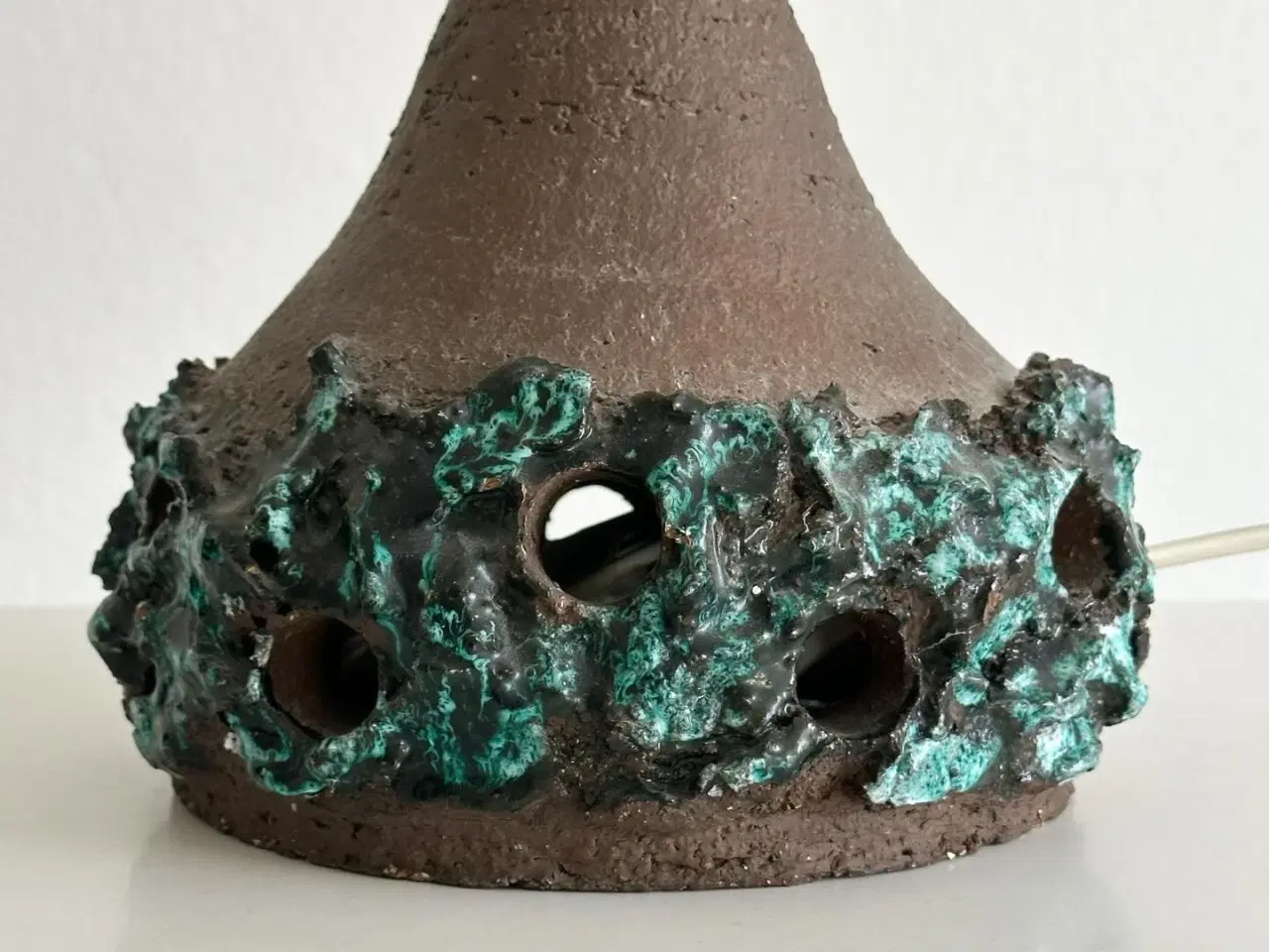 Billede 4 - Lampefod, keramik m blågrøn glasur, NB