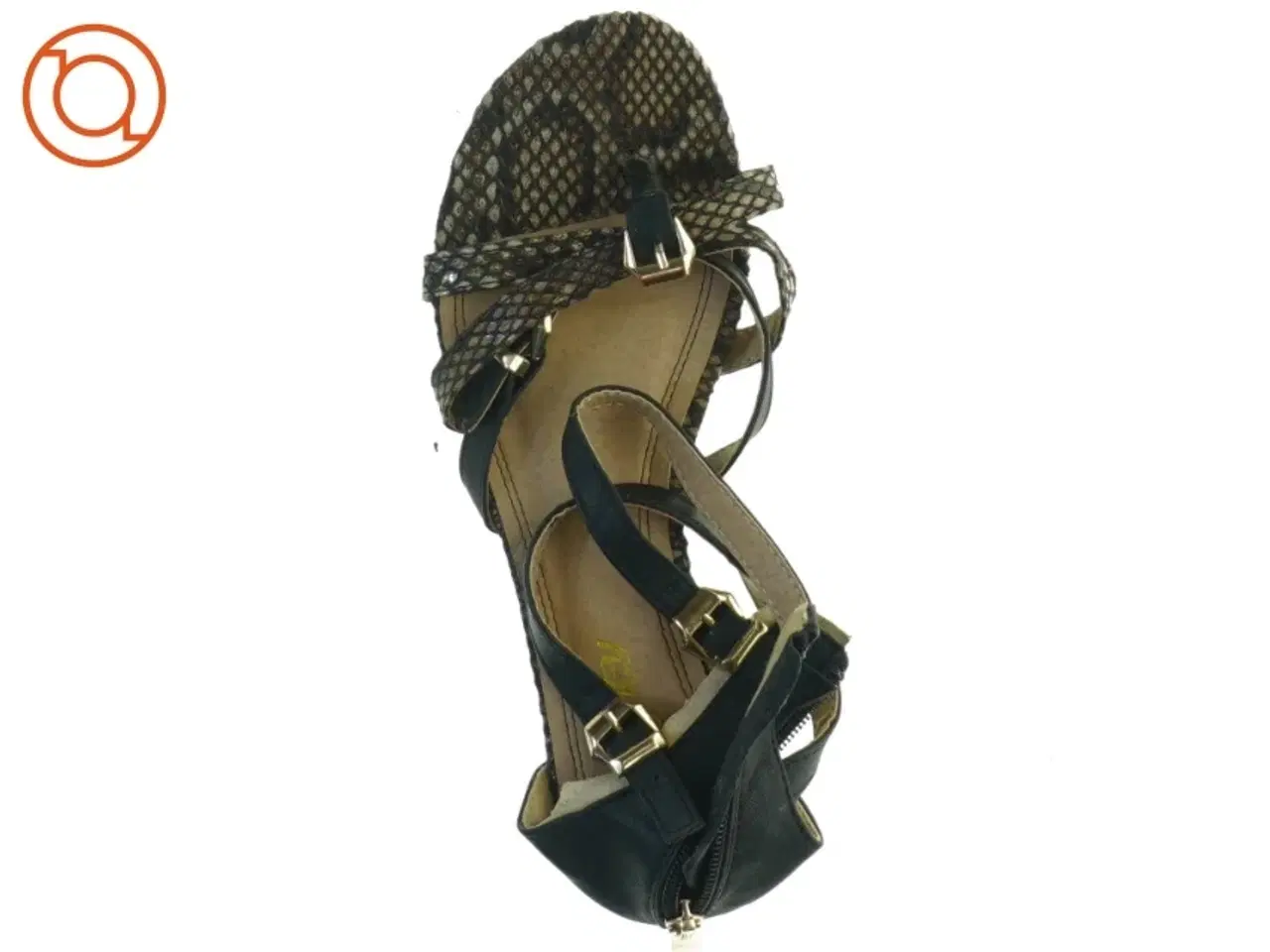 Billede 4 - Sorte sandaler med hæl og lynlås (str. 37)