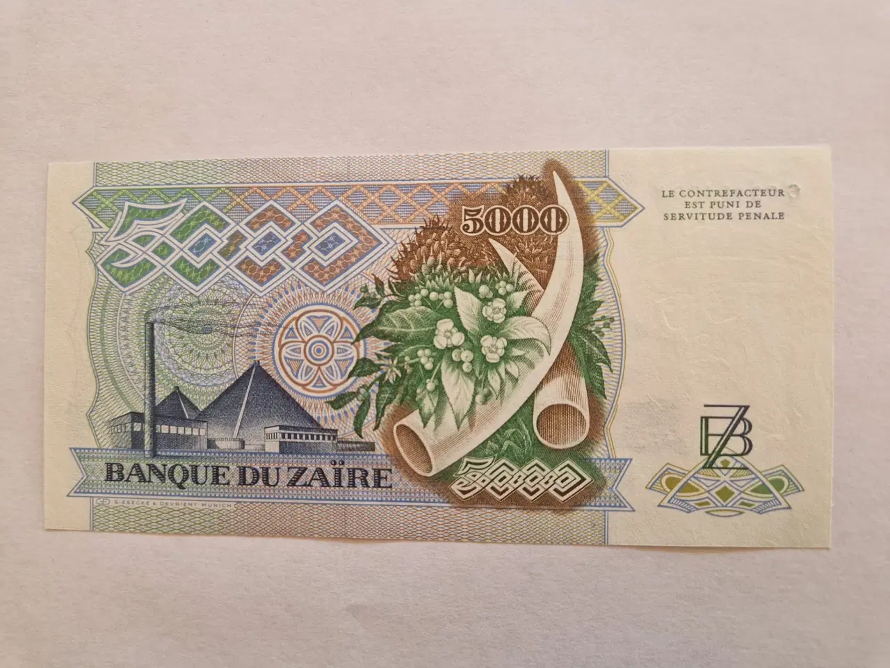 Billede 2 - 5000 Zaires Zaire 1988