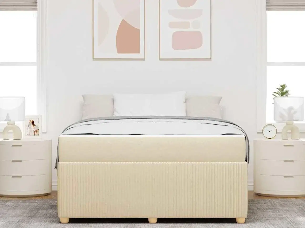 Billede 1 - Sengestel med madras Creme 160 x 200 cm Stof