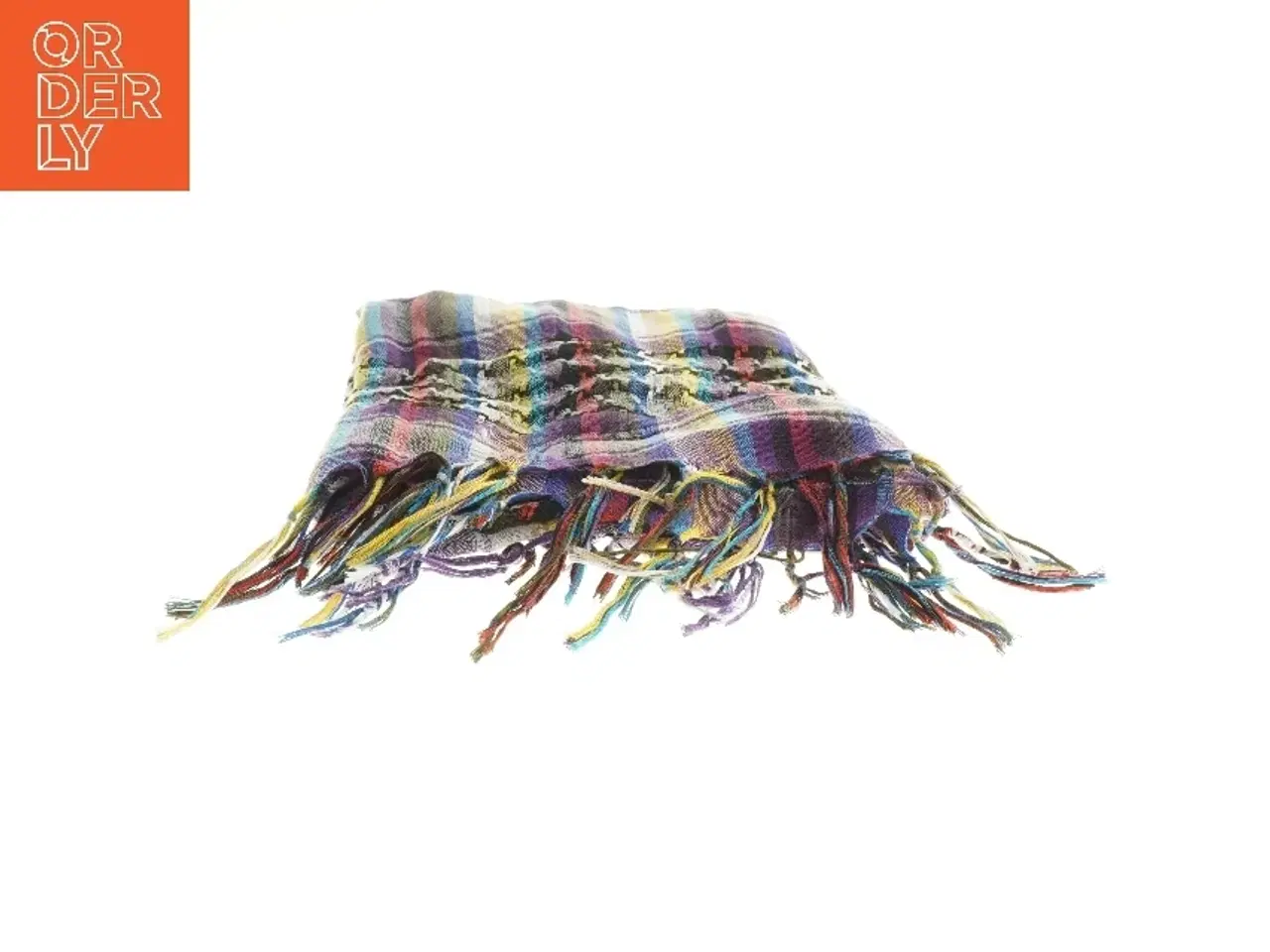 Billede 2 - Ternet tørklæde med frynser (str. 91x104 cm)