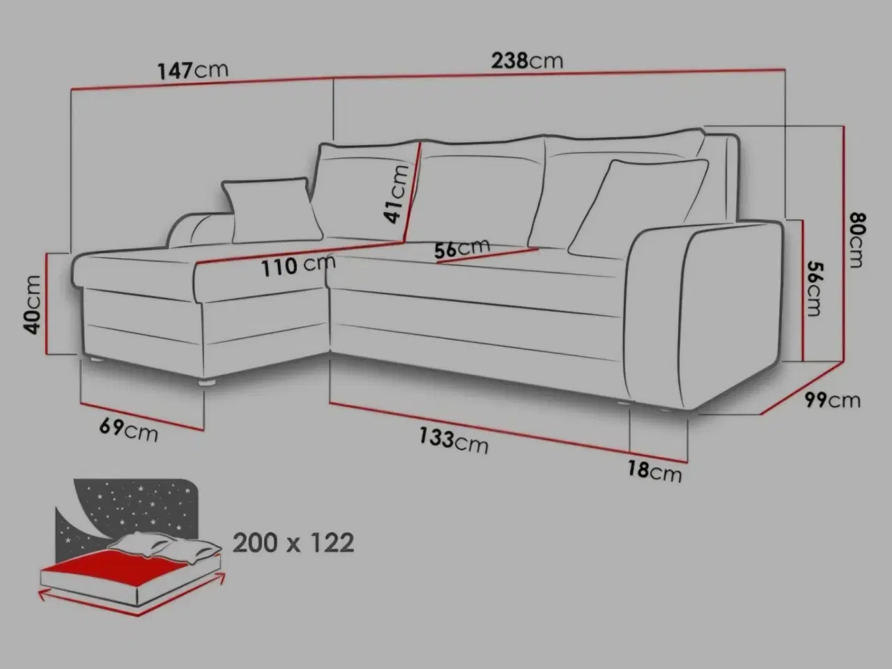 Billede 3 - Hjørnesovesofa  KRIS