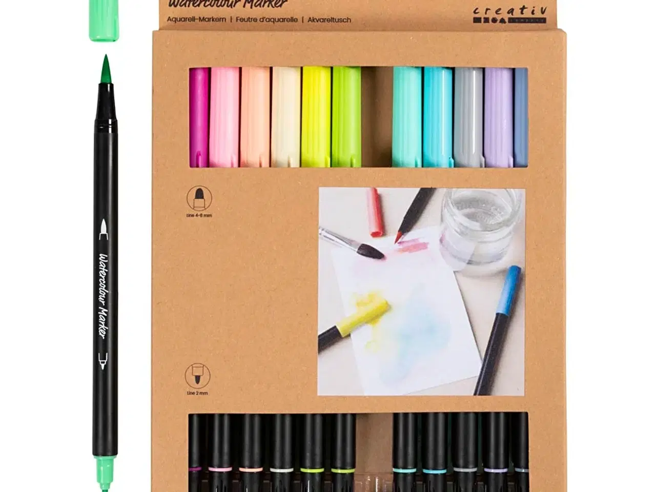 Billede 1 - Akvareltusch Pastel 12 stk. - Dobbeltspids & Sikkerhed