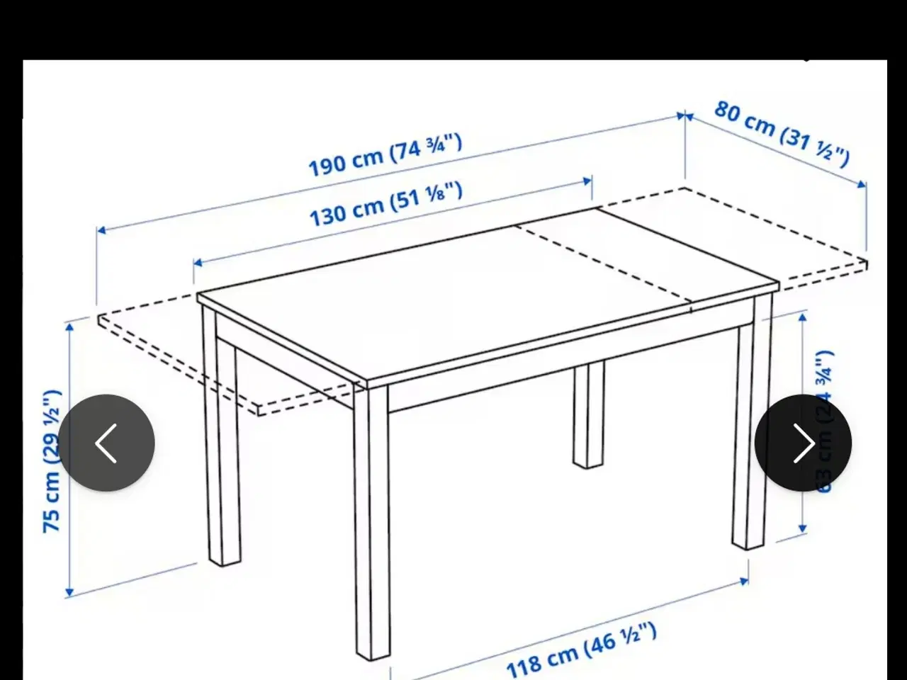 Billede 1 - Hvidt Ikea spisebord 