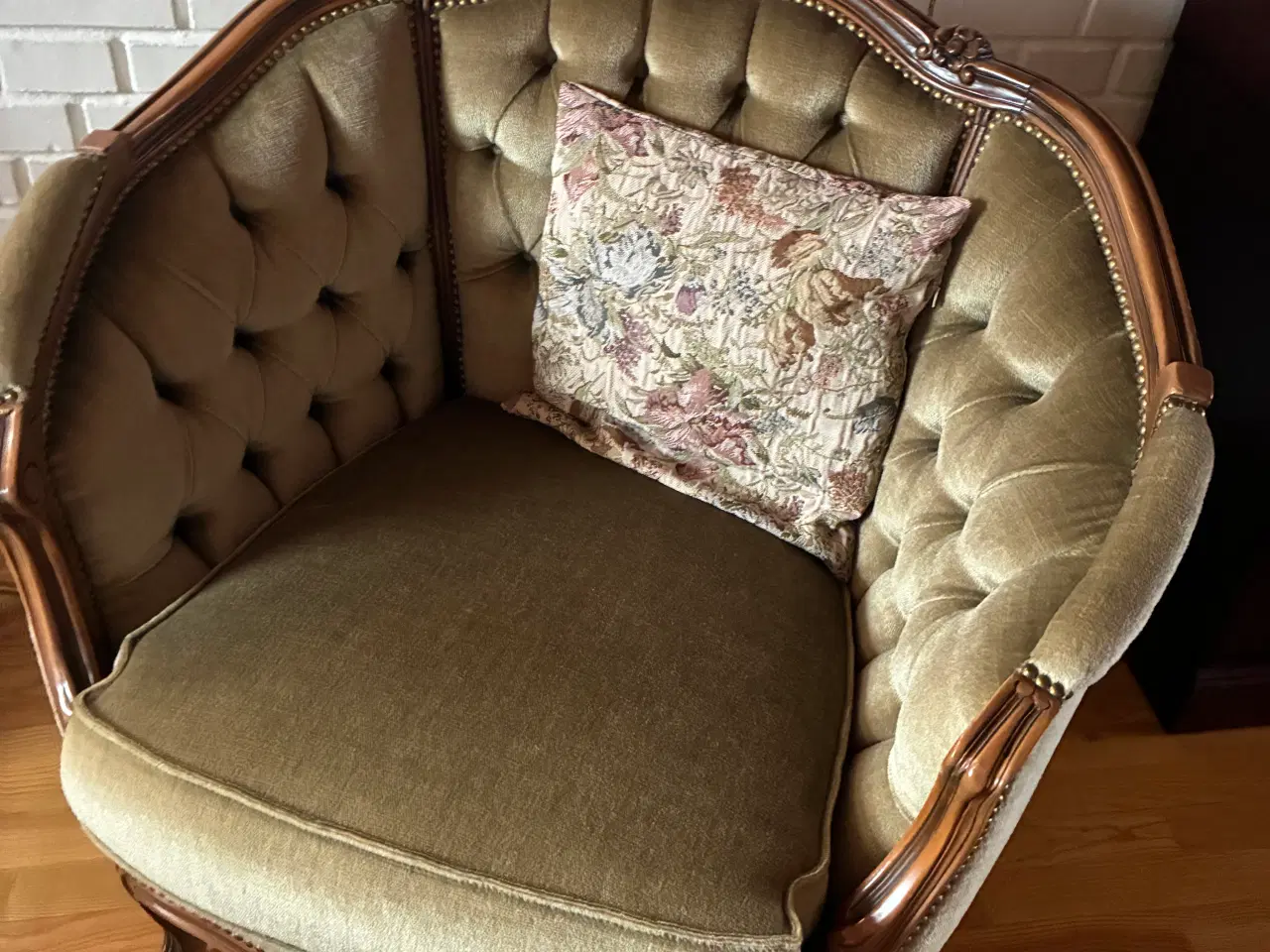 Billede 3 - Rokokosæt, 2 stole, 2 pers sofa og marmor-sofabord