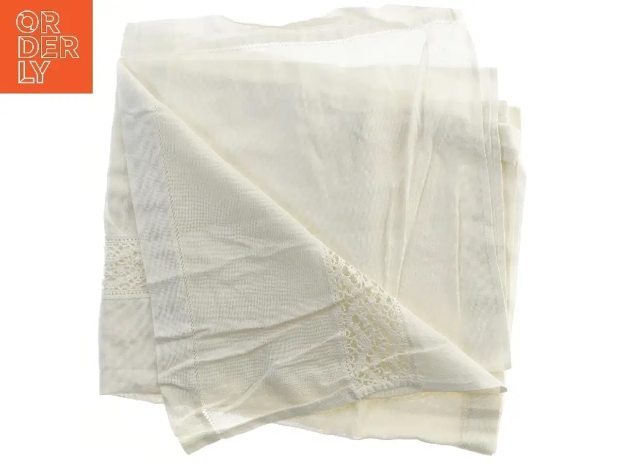 Billede 2 - Stort tekstil med blondekant (str. 88x148 cm)