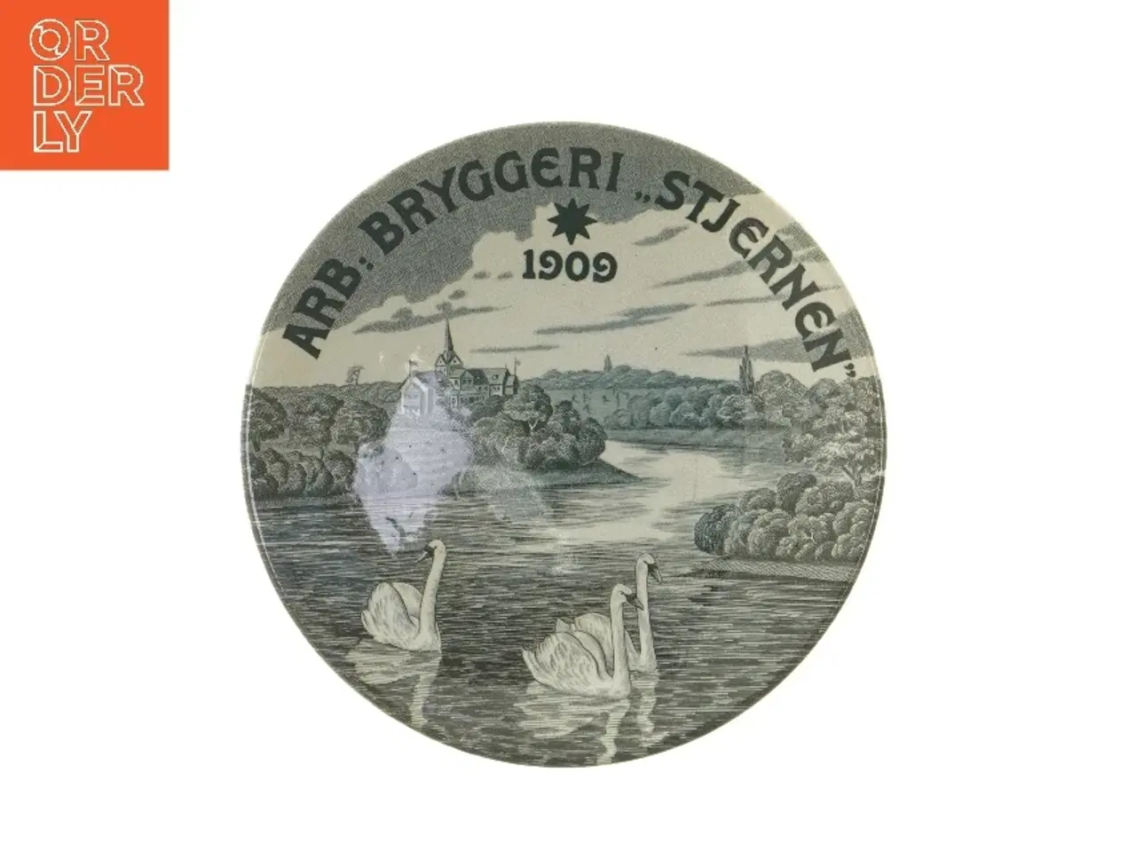 Billede 1 - Dekorativ tallerken med bryggerimotiv (str. Ø 19 cm)