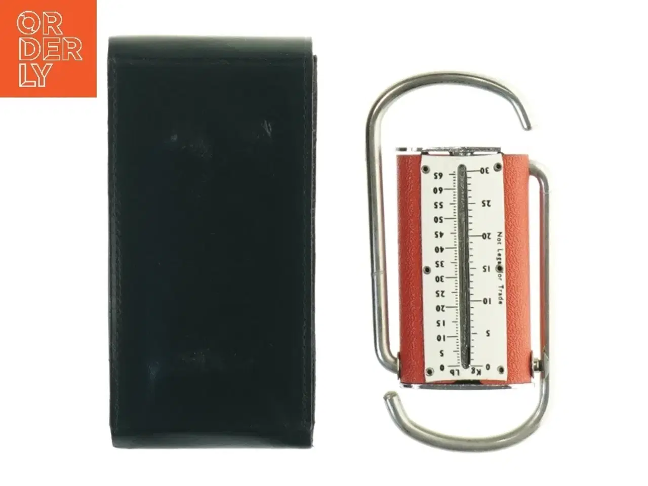 Billede 1 - Håndholdt bagagevægt med læderetui fra Sky Weighs (str. 11,5x6 cm)