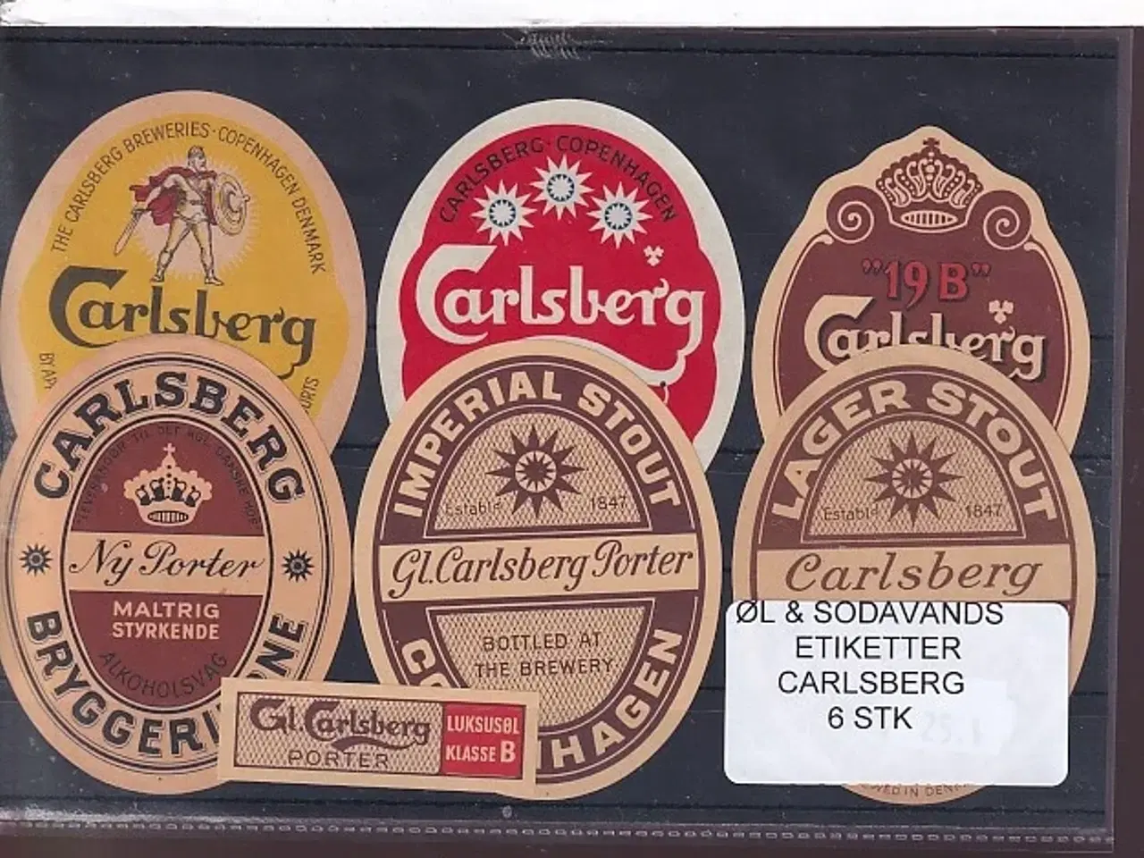 Billede 1 - Øl og Sodavands Etiketter - Carlsberg - 6 Stk.