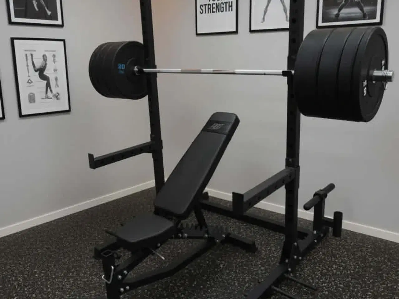Billede 3 - Komplet Squat Rack Sæt 100kg – Bænk, Ol Stang