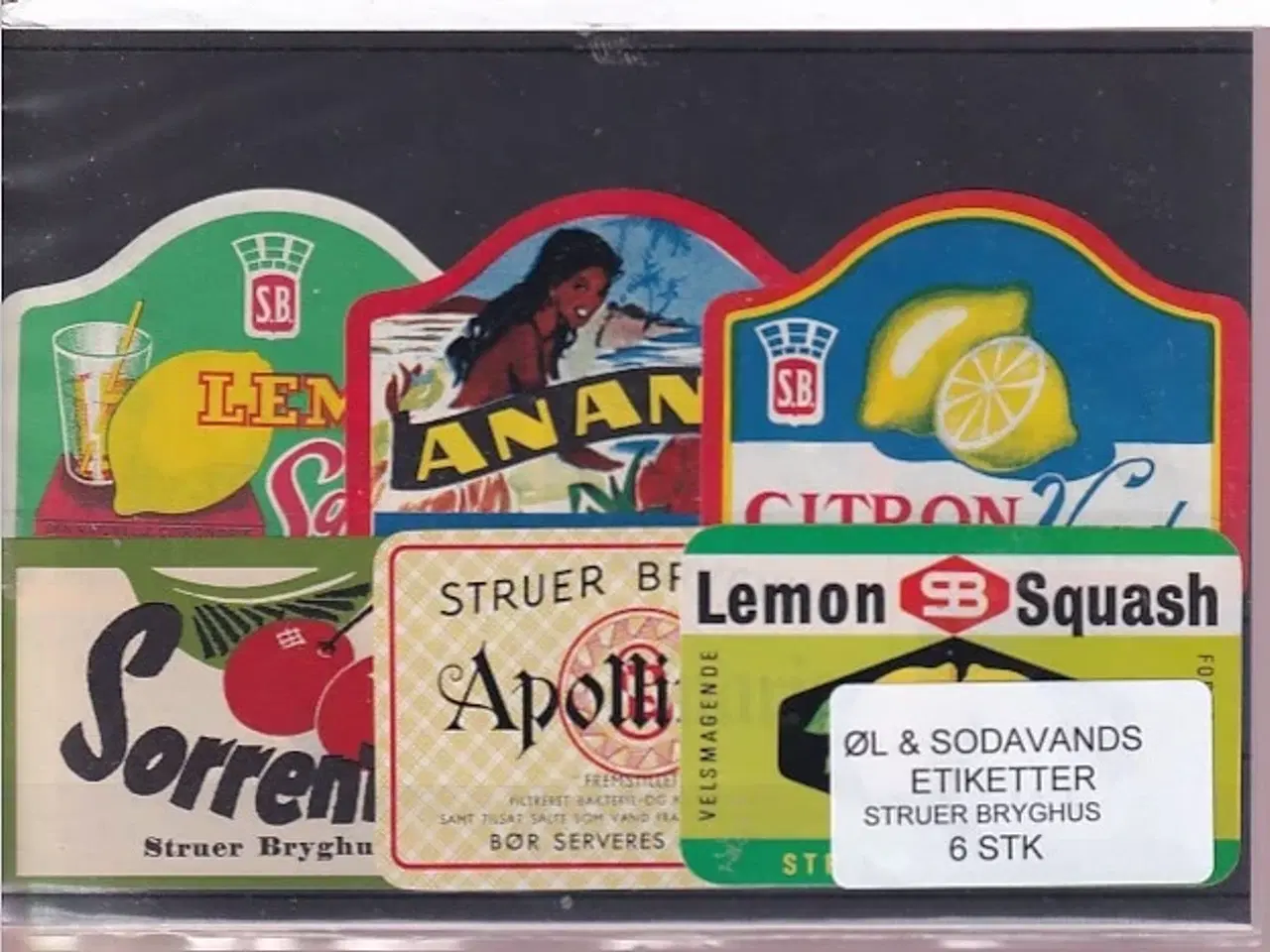 Billede 1 - Øl og Sodavands Etiketter - Struer Bryghus - 6 Stk.