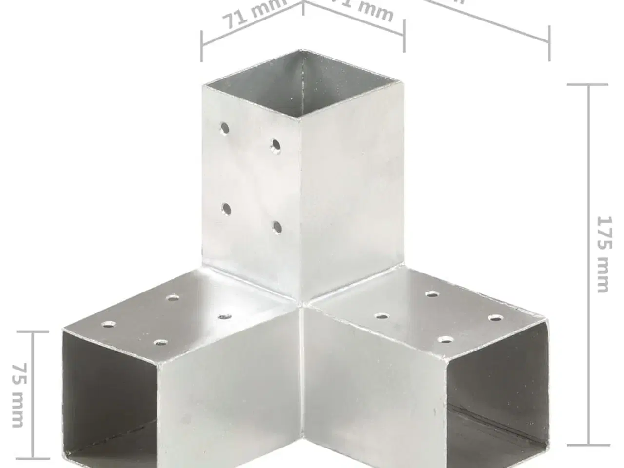 Billede 6 - Stolpebeslag Y-form 4 stk. 71x71 mm galvaniseret metal