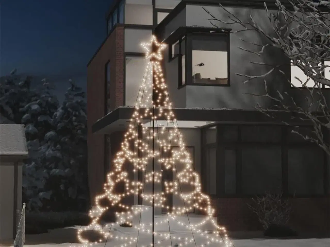 Billede 1 - Juletræ med metalstolpe 500 LED'er 3 m varmt hvidt lys