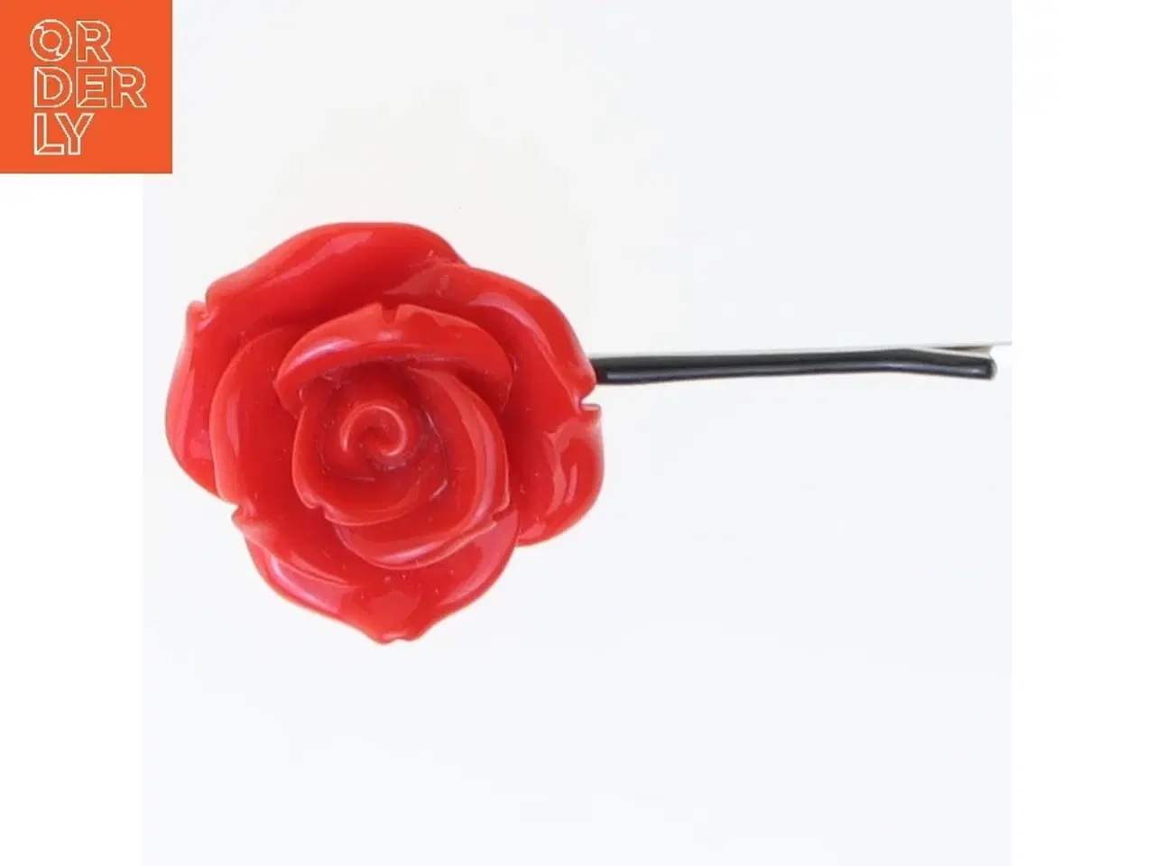 Billede 1 - Rød rosen hårnål (str. 6,5 cm)