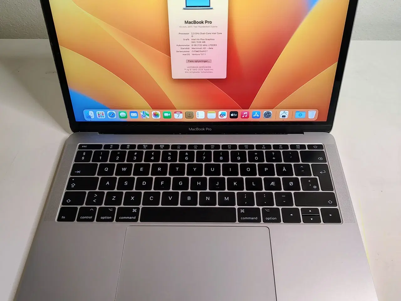 Billede 2 - MacBook Pro 13" fra 2017(perfekt stand,ny batteri)