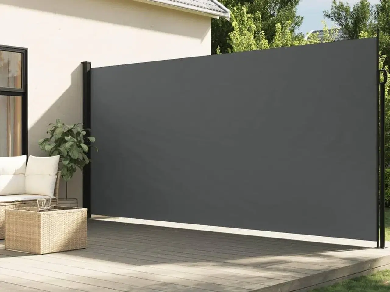 Billede 1 - Sidemarkise 220x500 cm sammenrullelig antracitgrå