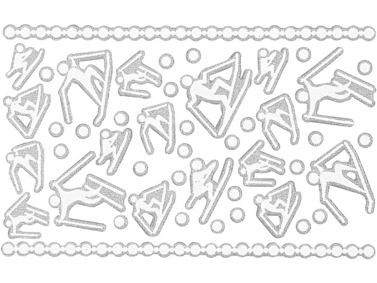 Billede 1 - Skumstickers, skiløbere, ark 9x14 cm, str. 5-30 mm, hvid, 1 ark